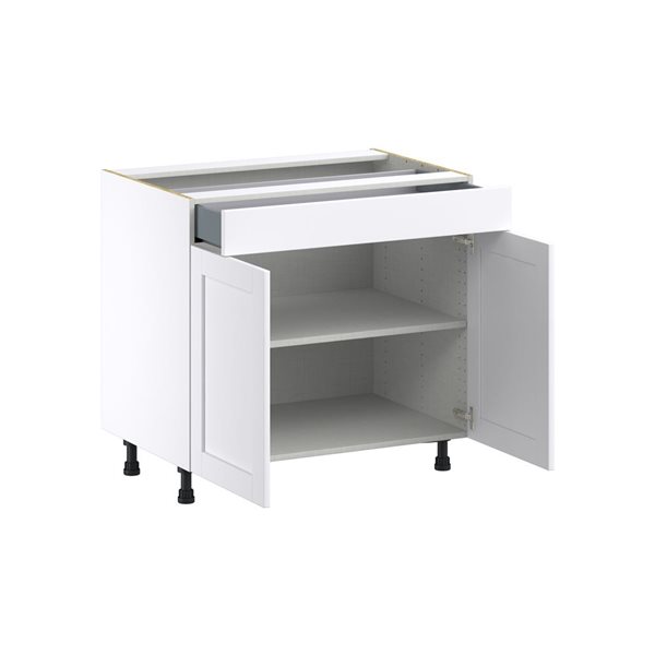 Hugo&Borg Rosemont 36 x 34.5 x 24.88 Glacier White Door And Drawer Base Semi-Custom Cabinet