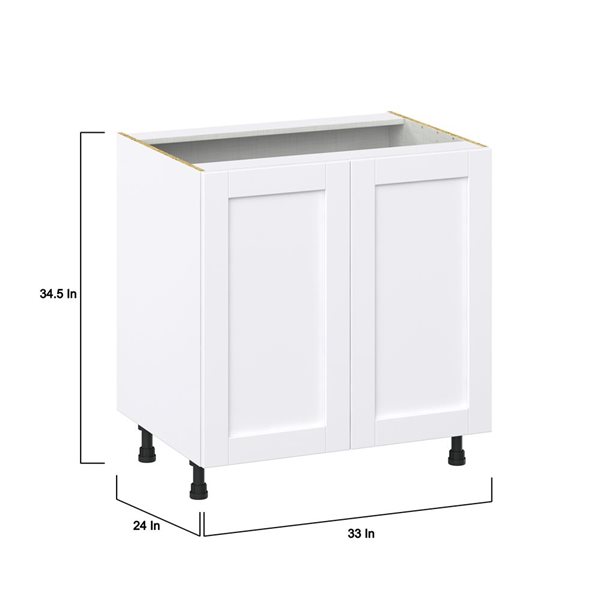 Hugo&Borg Rosemont 33 x 34.5 x 24.88 Glacier White Door And Drawer Base Semi-Custom Cabinet