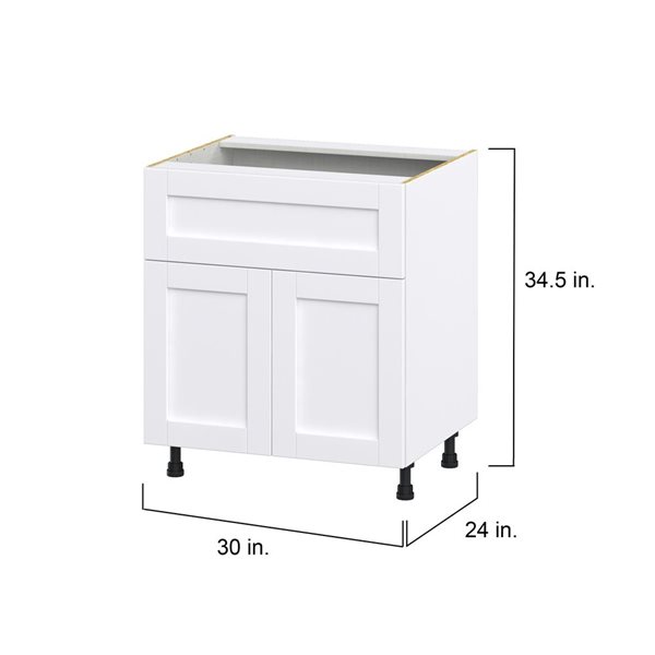 Hugo&Borg Rosemont 30 x 34.5 x 24.88 Glacier White Door And Drawer Base Semi-Custom Cabinet