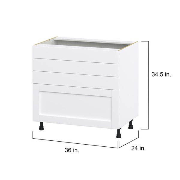 Hugo&Borg Rosemont 36 x 34.5 x 24.88 Glacier White Drawer Base Semi-Custom Cabinet