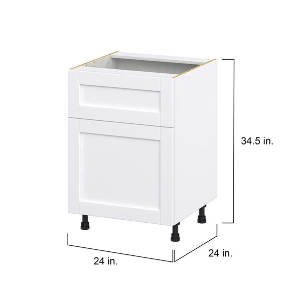 Hugo&Borg Rosemont 24 x 34.5 x 24.88 Glacier White Door And Drawer Base Semi-Custom Cabinet