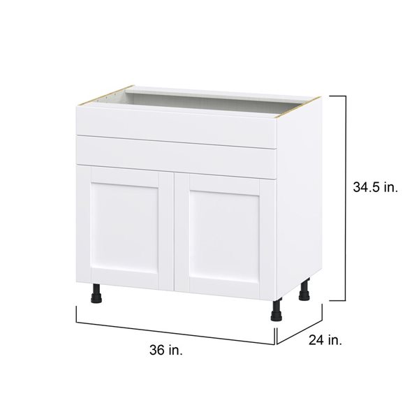 Hugo&Borg Rosemont 36 x 34.5 x 24.88 Glacier White Door And Drawer Base Semi-Custom Cabinet