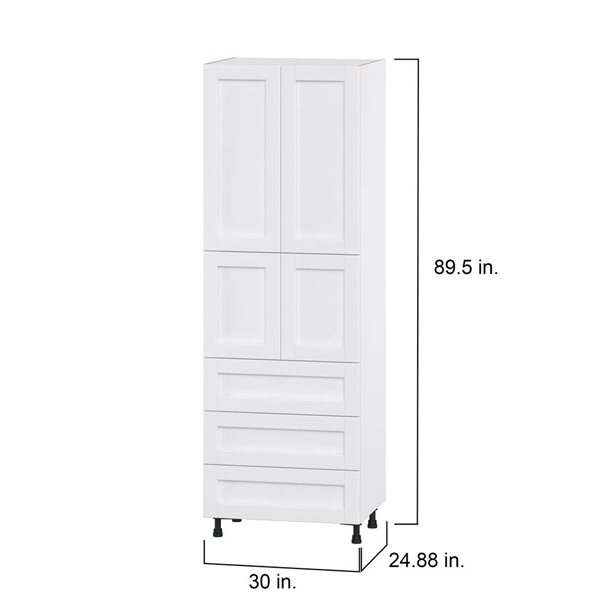 Hugo&Borg Rosemont 30 x 89.5 x 24.88 Glacier White Door And Drawer Pantry Semi-Custom Cabinet