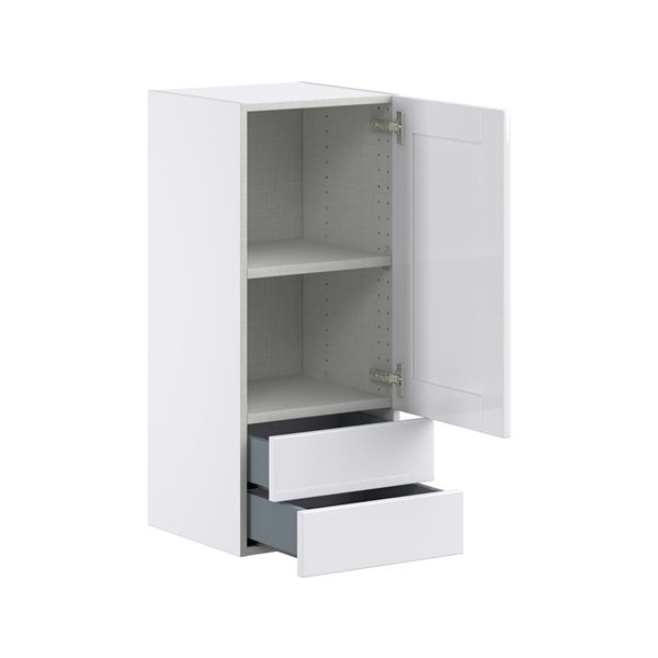 Hugo&Borg Rosemont 15 x 35 x 14.88 Glacier White Door And Drawer Wall Semi-Custom Cabinet