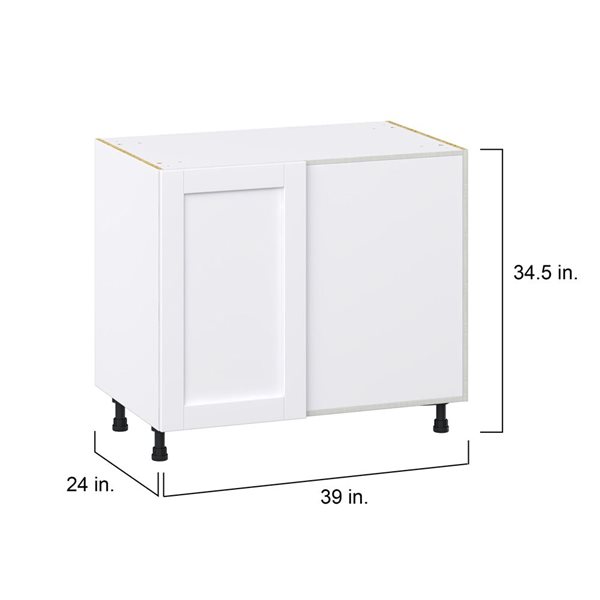 Hugo&Borg Rosemont 39 x 34.5 x 24.88 Glacier White Blind Corner Base Semi-Custom Cabinet