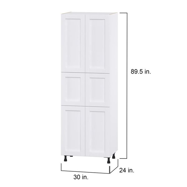 Hugo&Borg Rosemont 30 x 89.5 x 24.88 Glacier White Door Pantry Semi-Custom Cabinet