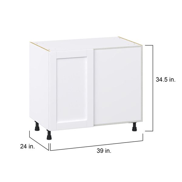 Hugo&Borg Rosemont 39 x 34.5 x 24.88 Glacier White Blind Corner Base Semi-Custom Cabinet