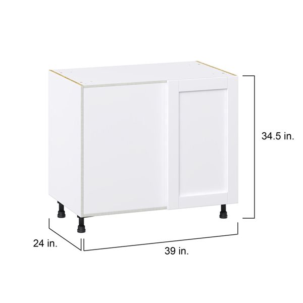 Hugo&Borg Rosemont 39 x 34.5 x 24.88 Glacier White Blind Corner Base Semi-Custom Cabinet