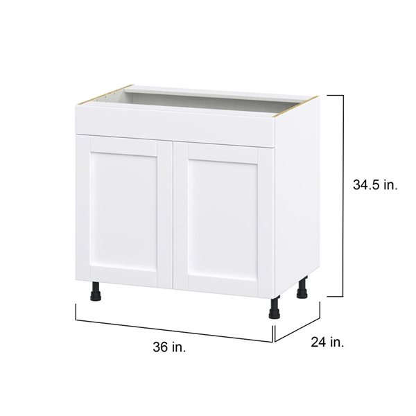 Hugo&Borg Rosemont 36 x 34.5 x 24.88 Glacier White Door Base Semi-Custom Cabinet