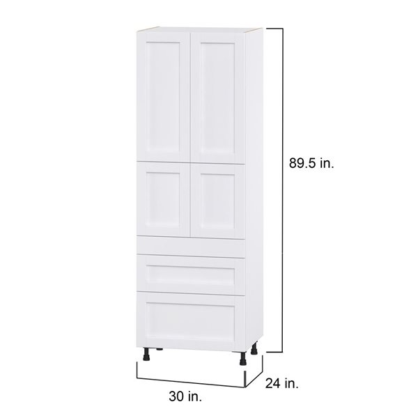 Hugo&Borg Rosemont 30 x 89.5 x 24.88 Glacier White Door And Drawer Pantry Semi-Custom Cabinet