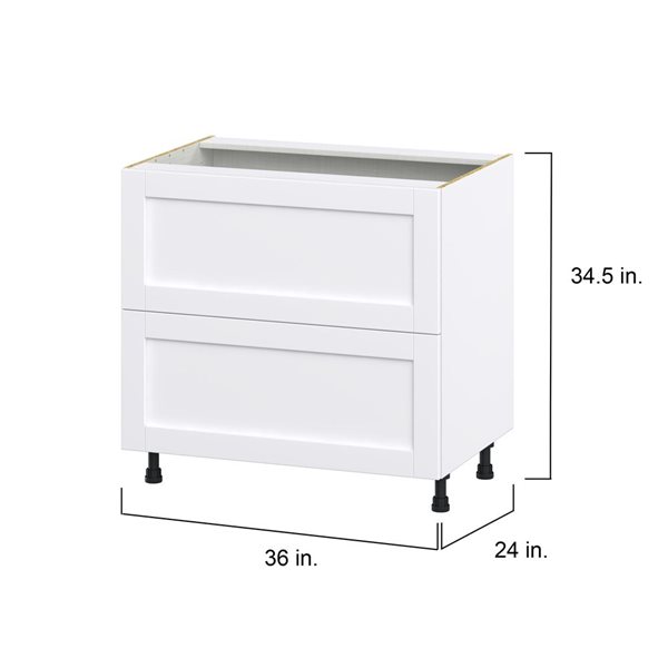 Hugo&Borg Rosemont 36 x 34.5 x 24.88 Glacier White Drawer Base Semi-Custom Cabinet