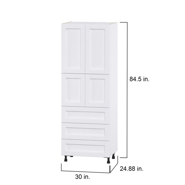 Hugo&Borg Rosemont 30 x 84.5 x 24.88 Glacier White Door And Drawer Pantry Semi-Custom Cabinet