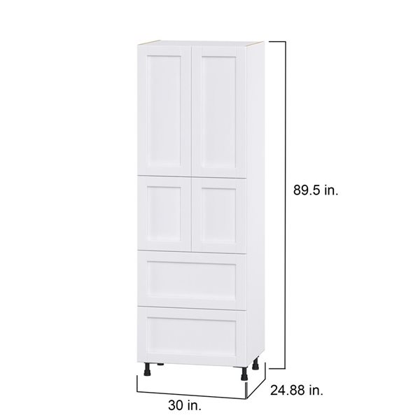 Hugo&Borg Rosemont 30 x 89.5 x 24.88 Glacier White Door And Drawer Pantry Semi-Custom Cabinet