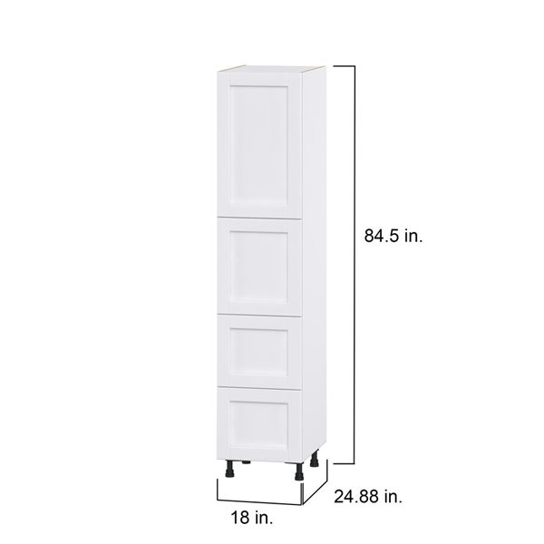 Hugo&Borg Rosemont 18 x 84.5 x 24.88 Glacier White Door And Drawer Pantry Semi-Custom Cabinet