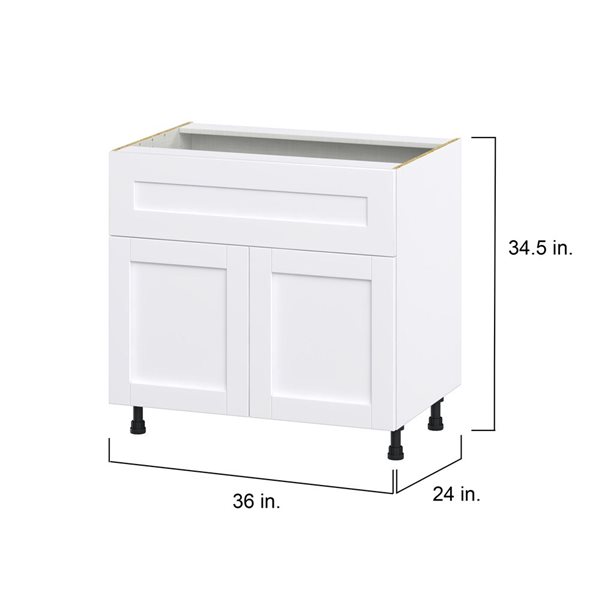 Hugo&Borg Rosemont 36 x 34.5 x 24.88 Glacier White Door And Drawer Base Semi-Custom Cabinet