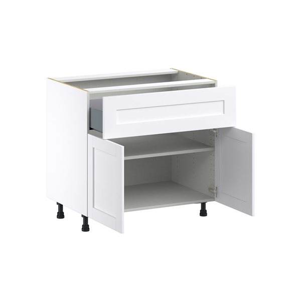 Hugo&Borg Rosemont 36 x 34.5 x 24.88 Glacier White Door And Drawer Base Semi-Custom Cabinet