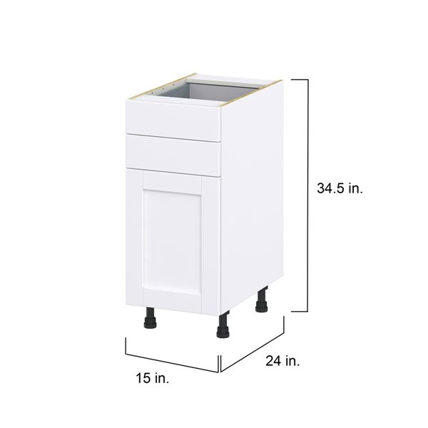 Hugo&Borg Rosemont 15 x 34.5 x 24.88 Glacier White Door And Drawer Base Semi-Custom Cabinet