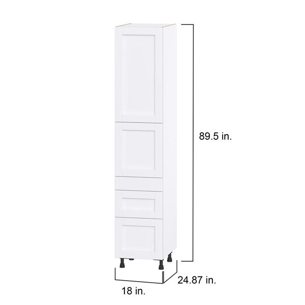 Hugo&Borg Rosemont 18 x 89.5 x 24.88 Glacier White Door And Drawer Pantry Semi-Custom Cabinet