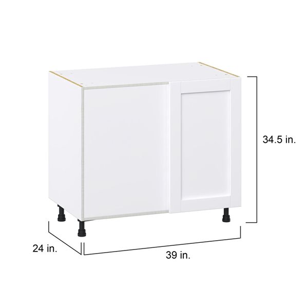 Hugo&Borg Rosemont 39 x 34.5 x 24.88 Glacier White Blind Corner Base Semi-Custom Cabinet