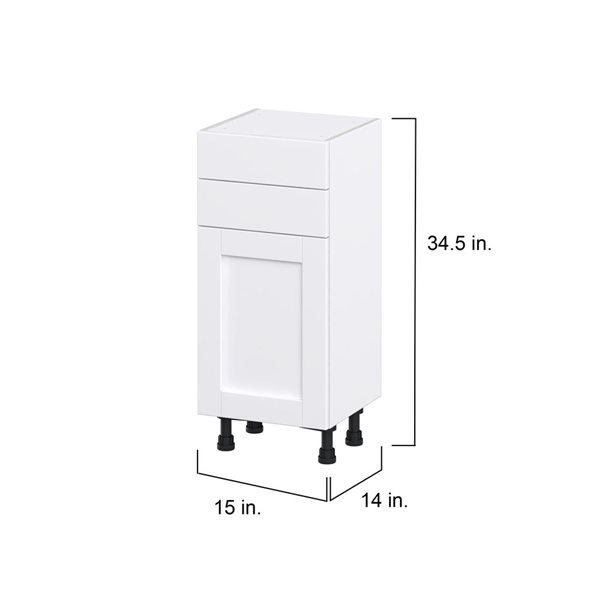 Hugo&Borg Rosemont 15 x 34.5 x 14.88 Glacier White Door And Drawer Base Semi-Custom Cabinet