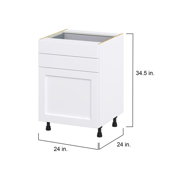 Hugo&Borg Rosemont 24 x 34.5 x 24.88 Glacier White Door And Drawer Base Semi-Custom Cabinet