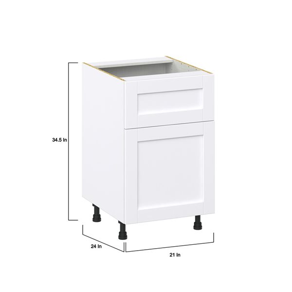 Hugo&Borg Rosemont 21 x 34.5 x 24.88 Glacier White Door And Drawer Base Semi-Custom Cabinet