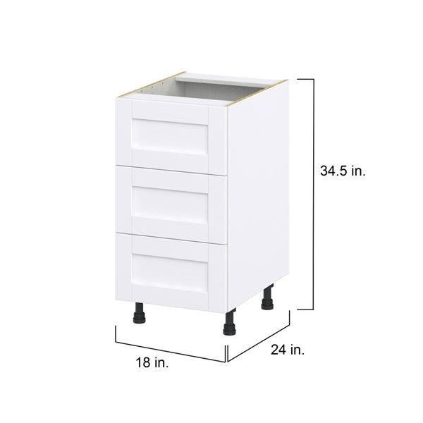 Hugo&Borg Rosemont 18 x 34.5 x 24.88 Glacier White Drawer Base Semi-Custom Cabinet