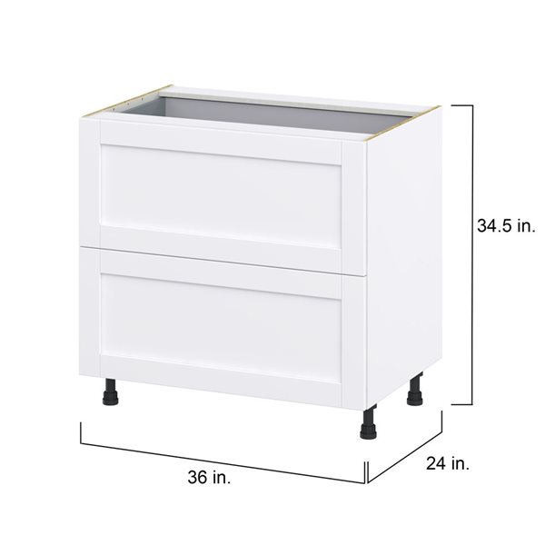 Hugo&Borg Rosemont 36 x 34.5 x 24.88 Glacier White Drawer Base Semi-Custom Cabinet