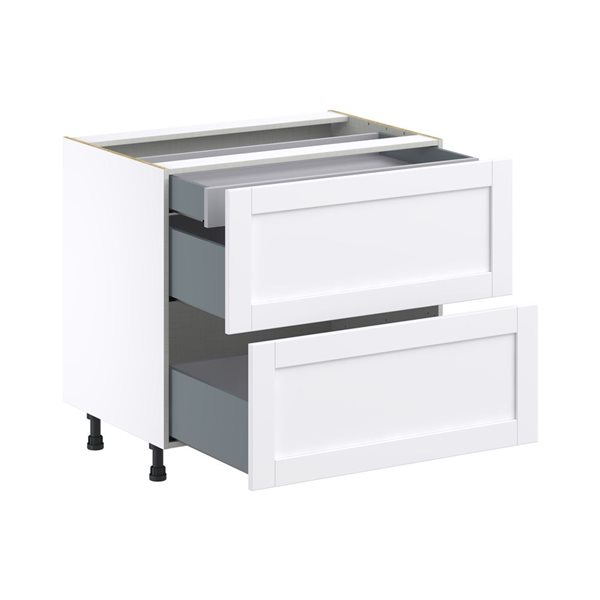 Hugo&Borg Rosemont 36 x 34.5 x 24.88 Glacier White Drawer Base Semi-Custom Cabinet