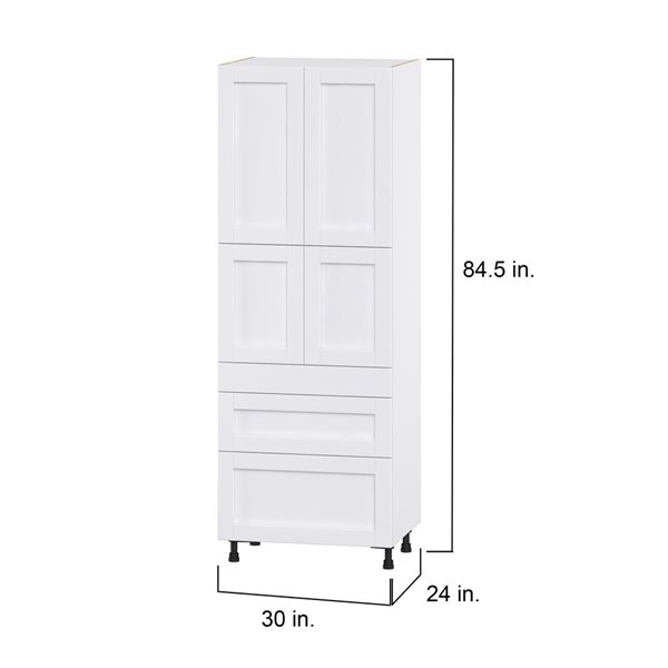 Hugo&Borg Rosemont 30 x 84.5 x 24.88 Glacier White Door And Drawer Pantry Semi-Custom Cabinet