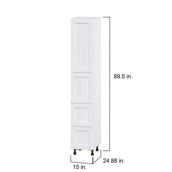 Hugo&Borg Rosemont 15 x 89.5 x 24.88 Glacier White Door And Drawer Pantry Semi-Custom Cabinet