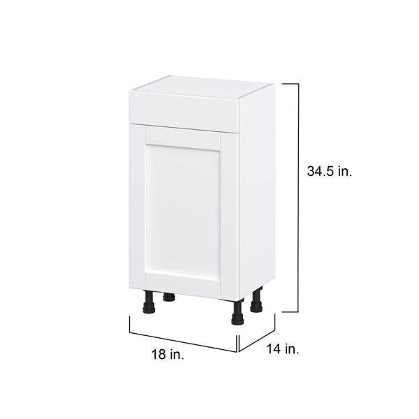 Hugo&Borg Rosemont 18 x 34.5 x 14.88 Glacier White Door And Drawer Base Semi-Custom Cabinet