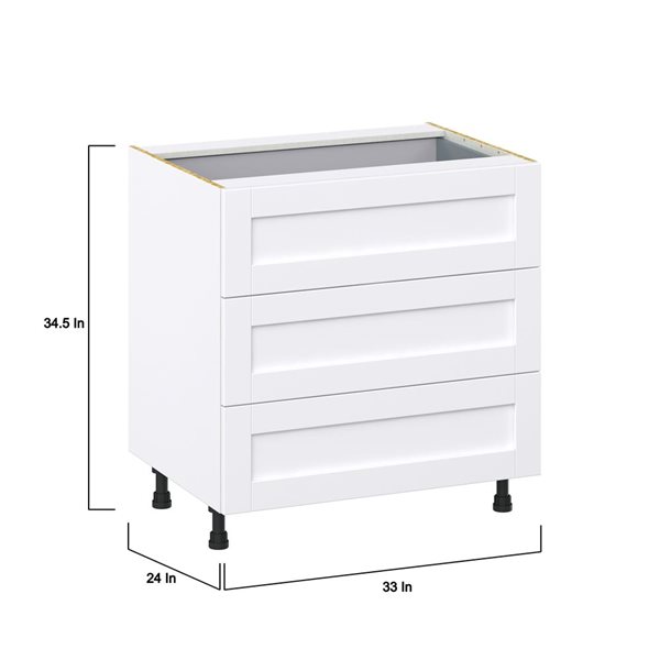 Hugo&Borg Rosemont 33 x 34.5 x 24.88 Glacier White Drawer Base Semi-Custom Cabinet