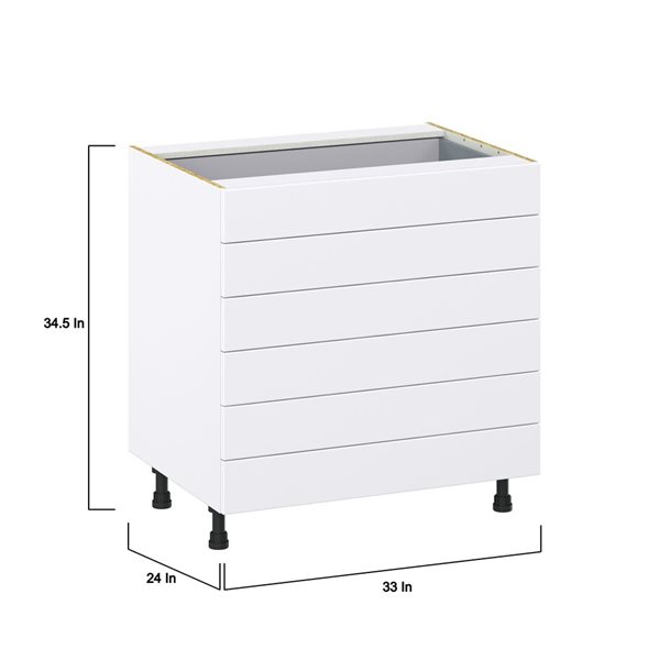 Hugo&Borg Rosemont 33 x 34.5 x 24.88 Glacier White Drawer Base Semi-Custom Cabinet