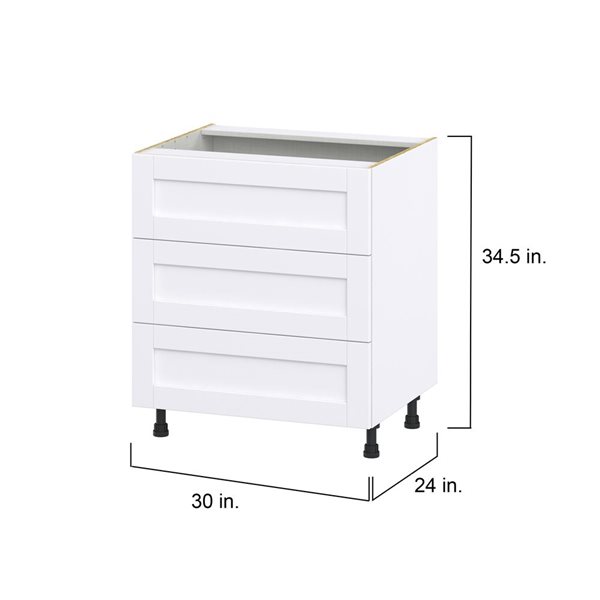 Hugo&Borg Rosemont 30 x 34.5 x 24.88 Glacier White Drawer Base Semi-Custom Cabinet