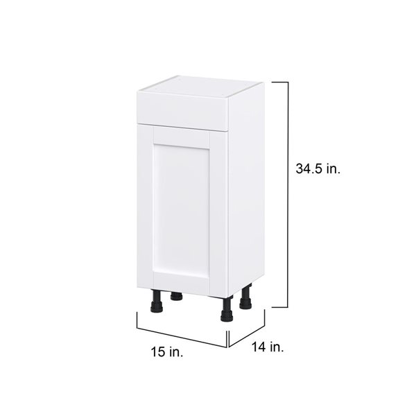 Hugo&Borg Rosemont 15 x 34.5 x 14.88 Glacier White Door And Drawer Base Semi-Custom Cabinet