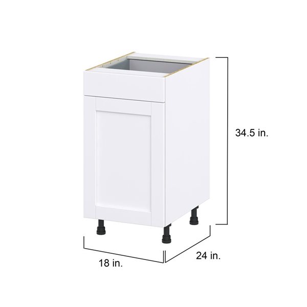 Hugo&Borg Rosemont 18 x 34.5 x 24.88 Glacier White Door And Drawer Base Semi-Custom Cabinet