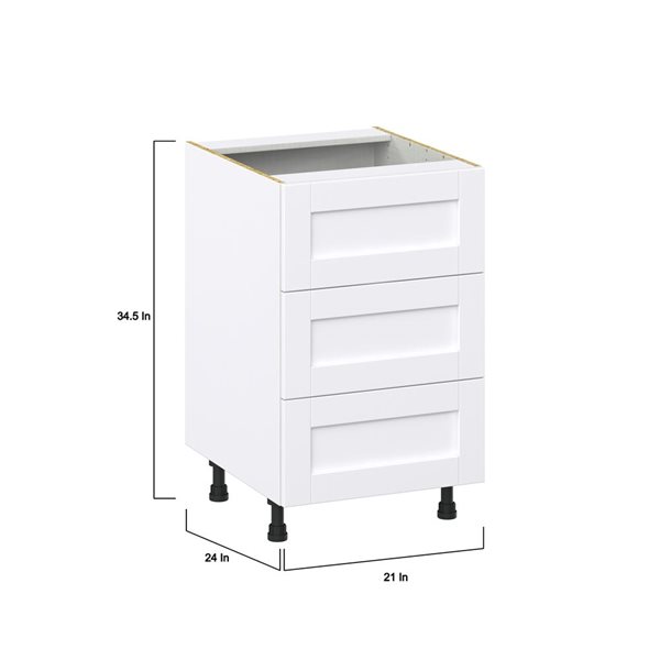 Hugo&Borg Rosemont 21 x 34.5 x 24.88 Glacier White Drawer Base Semi-Custom Cabinet