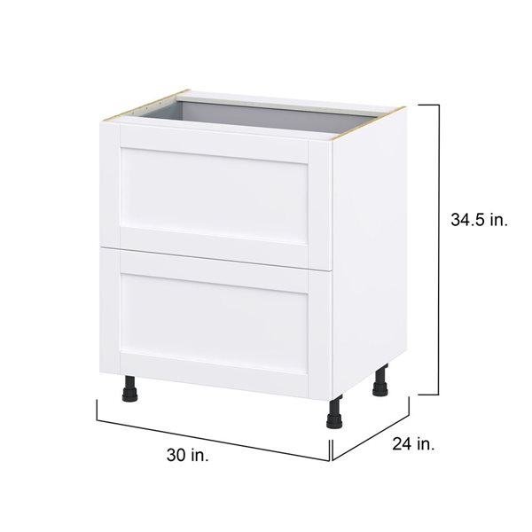 Hugo&Borg Rosemont 30 x 34.5 x 24.88 Glacier White Drawer Base Semi-Custom Cabinet