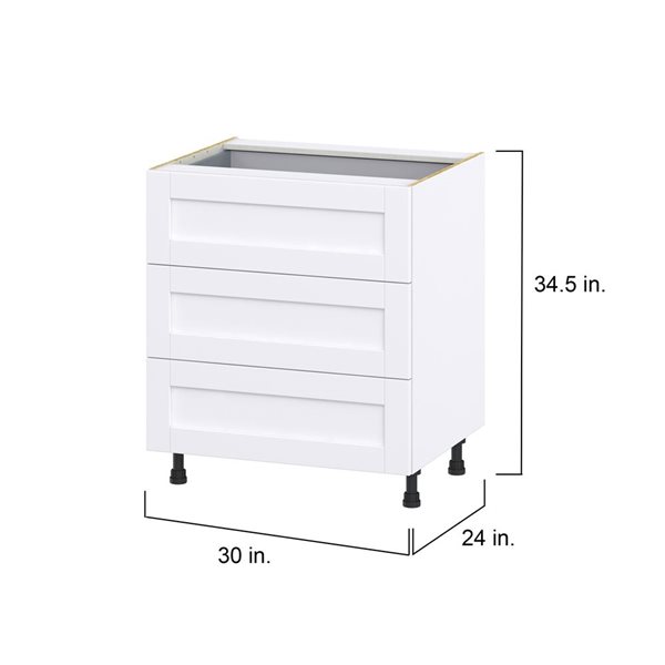 Hugo&Borg Rosemont 30 x 34.5 x 24.88 Glacier White Drawer Base Semi-Custom Cabinet