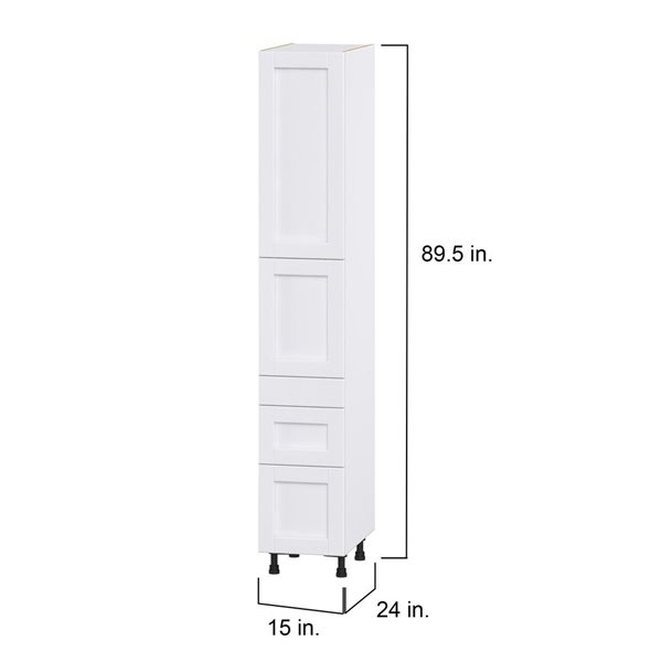 Hugo&Borg Rosemont 15 x 89.5 x 24.88 Glacier White Door And Drawer Pantry Semi-Custom Cabinet