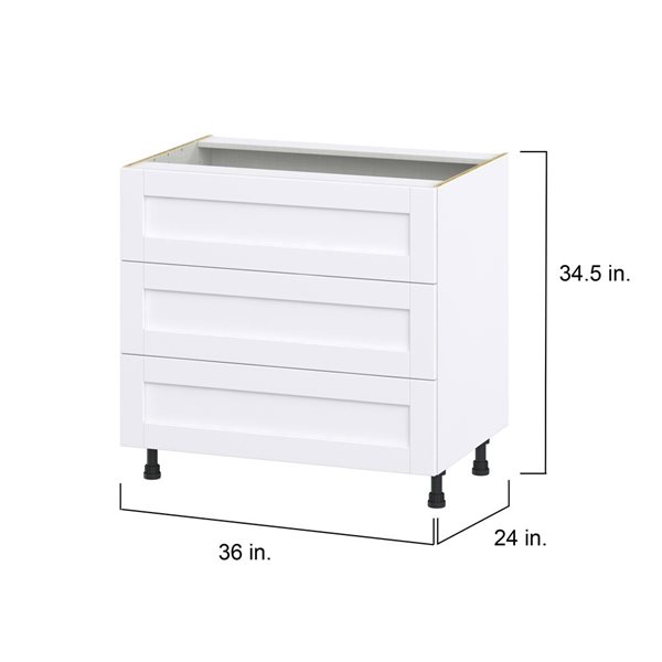 Hugo&Borg Rosemont 36 x 34.5 x 24.88 Glacier White Drawer Base Semi-Custom Cabinet