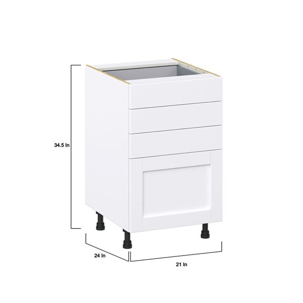 Hugo&Borg Rosemont 21 x 34.5 x 24.88 Glacier White Drawer Base Semi-Custom Cabinet