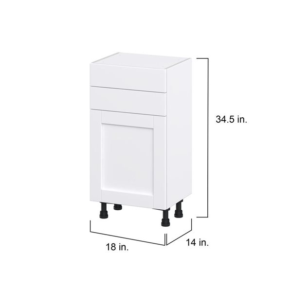 Hugo&Borg Rosemont 18 x 34.5 x 14.88 Glacier White Door And Drawer Base Semi-Custom Cabinet