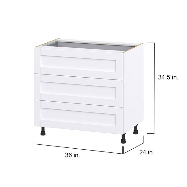 Hugo&Borg Rosemont 36 x 34.5 x 24.88 Glacier White Drawer Base Semi-Custom Cabinet