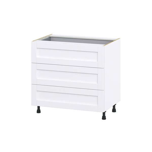 Hugo&Borg Rosemont 36 x 34.5 x 24.88 Glacier White Drawer Base Semi-Custom Cabinet