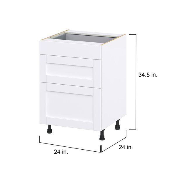 Hugo&Borg Rosemont 24 x 34.5 x 24.88 Glacier White Drawer Base Semi-Custom Cabinet