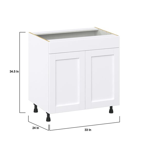 Hugo&Borg Rosemont 33 x 34.5 x 24.88 Glacier White Door And Drawer Base Semi-Custom Cabinet