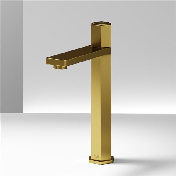 VIGO Nova Single Hole Single Handle Vessel Bathroom Faucet in Matte Brushed Gold