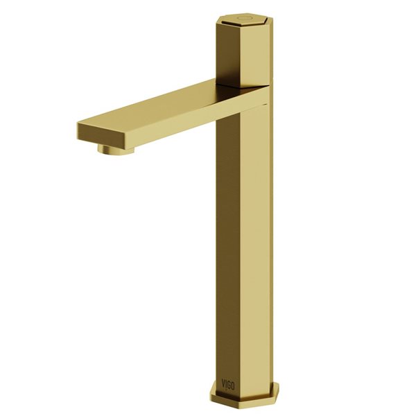 VIGO Nova Single Hole Single Handle Vessel Bathroom Faucet in Matte Brushed Gold